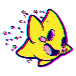 Glitched Star mascot waving hello